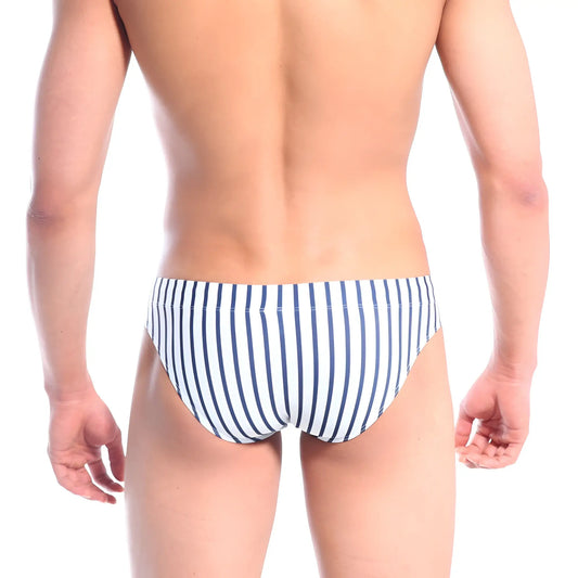 Metro malewear urban swim brief marin blue men’s blue and white striped swim trunks for swimming and beachwear