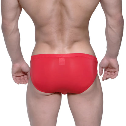 MetroMaleWear Vasco hip brief red 5103-12 sleek form-fitting swim trunks with smooth glossy finish