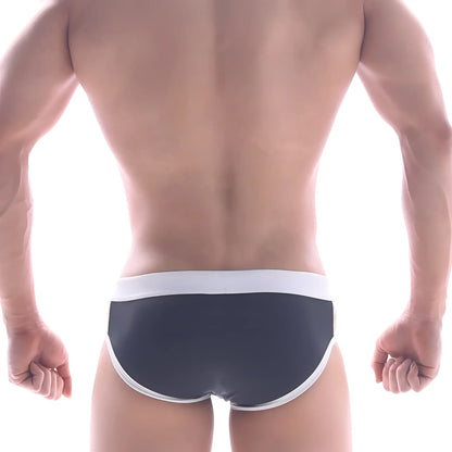 MetroMaleWear Ventana swim brief 4924-20 black briefs with white trim designed for comfortable swimwear use
