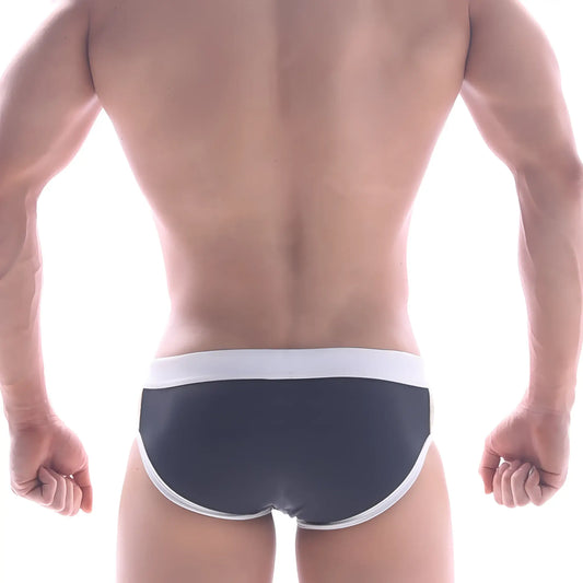 MetroMaleWear Ventana swim brief 4924-20 black briefs with white trim designed for comfortable swimwear use