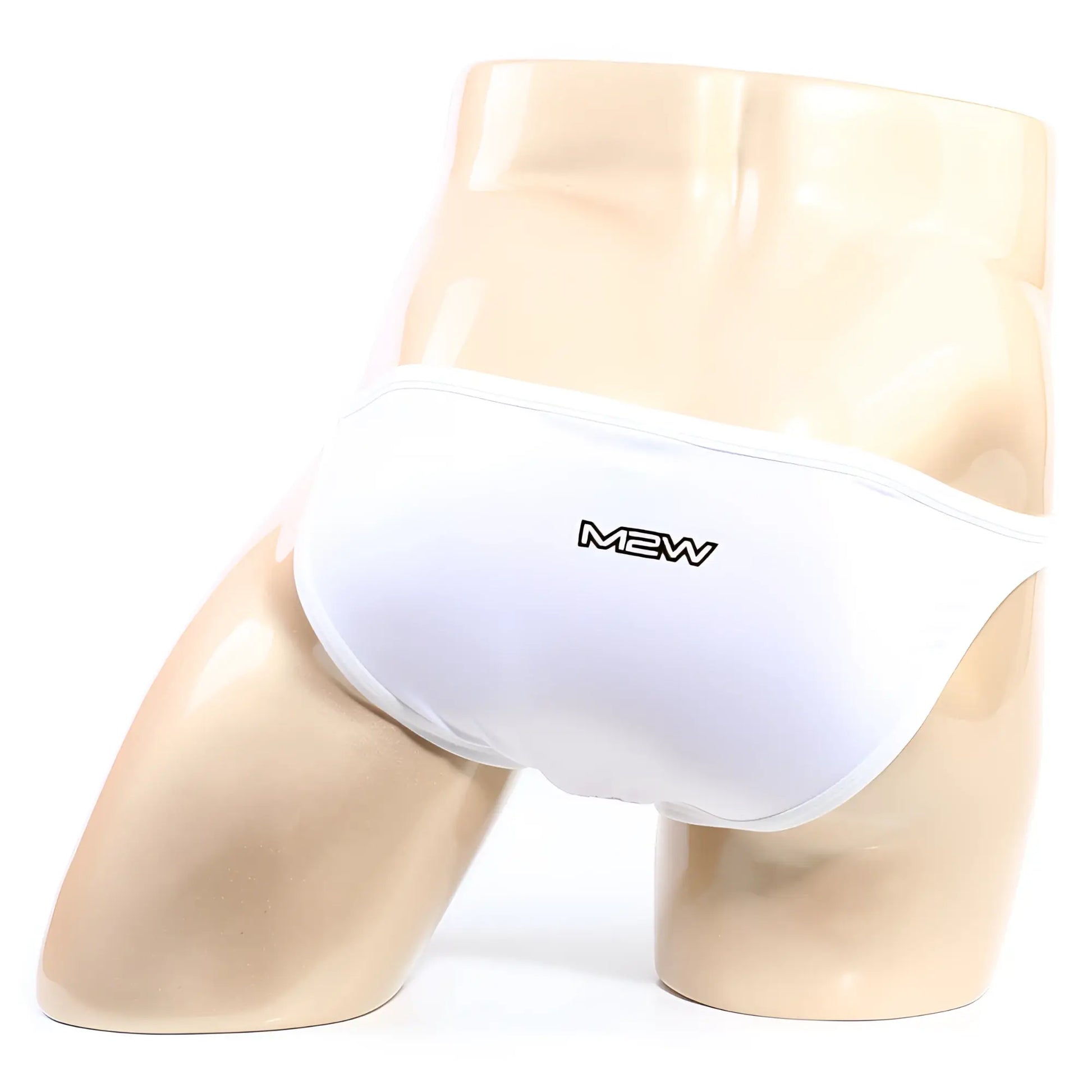 White mew brand briefs metro malewear verano bikini crystal 3606-01 displayed on a mannequin front view