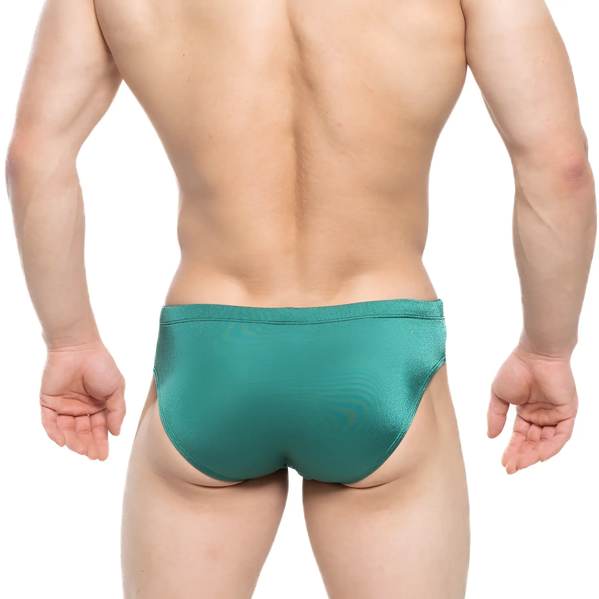 MetroMaleWear Versity swim brief green 4998-07 teal shimmering briefs with sleek form-fitting design