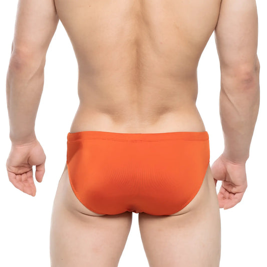 MetroMaleWear Versity swim brief ochre in bright orange smooth stretchy fabric ideal for swimming and beachwear