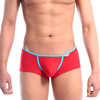 MetroMalewear vigor trunk crimson 2126-12 red men’s briefs with light blue trim and elastic waistband