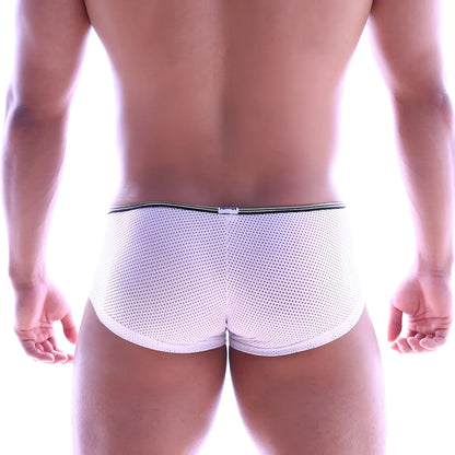 MetroMaleWear vigor trunk white mesh briefs with black elastic waistband for comfortable daily wear