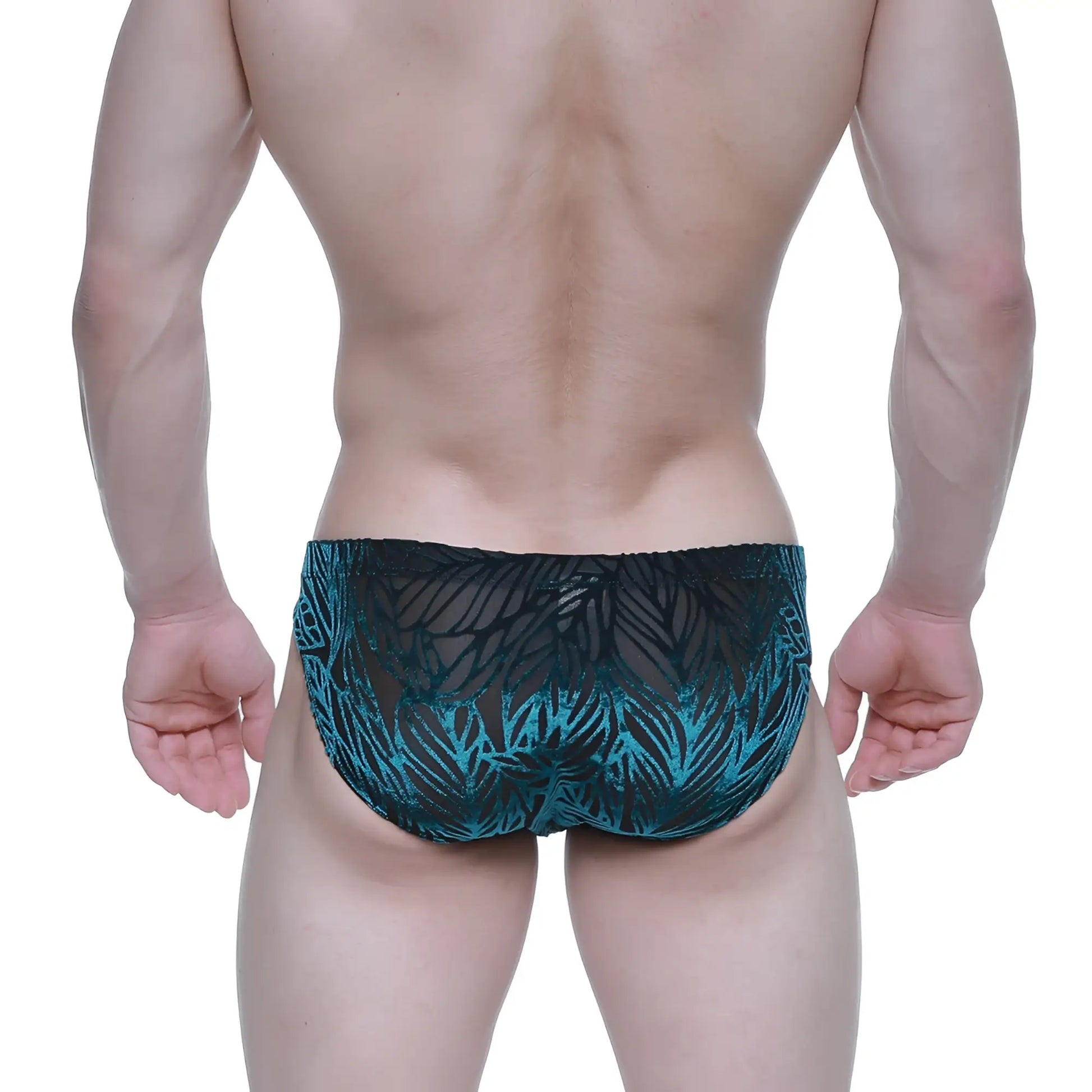 Tealmale wear zafiro bikini 5103-m67 mesh swim trunks with teal and black leaf pattern for men
