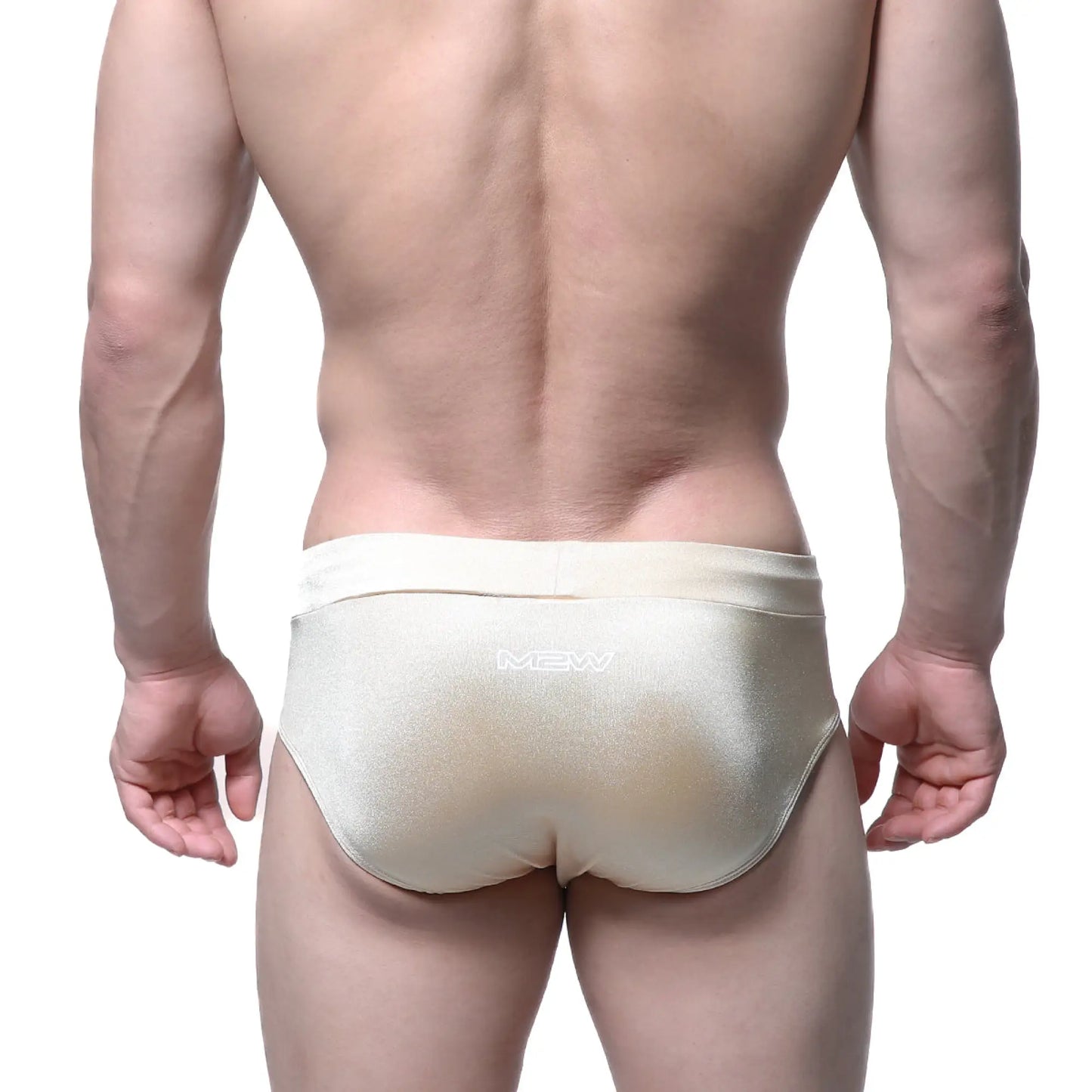 Metro male wear madrid swim brief gold 4973-21 cream satin finish with subtle sheen and matching waistband