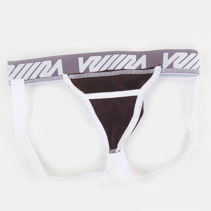 Black and white athletic briefs with gray waistband featuring viiim logo metro male wear magic jock strap black 2911-20