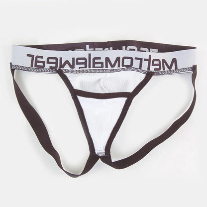 White and black ribbed men’s briefs with meltomg waistband from metromalewear magic jock strap white 2911-00