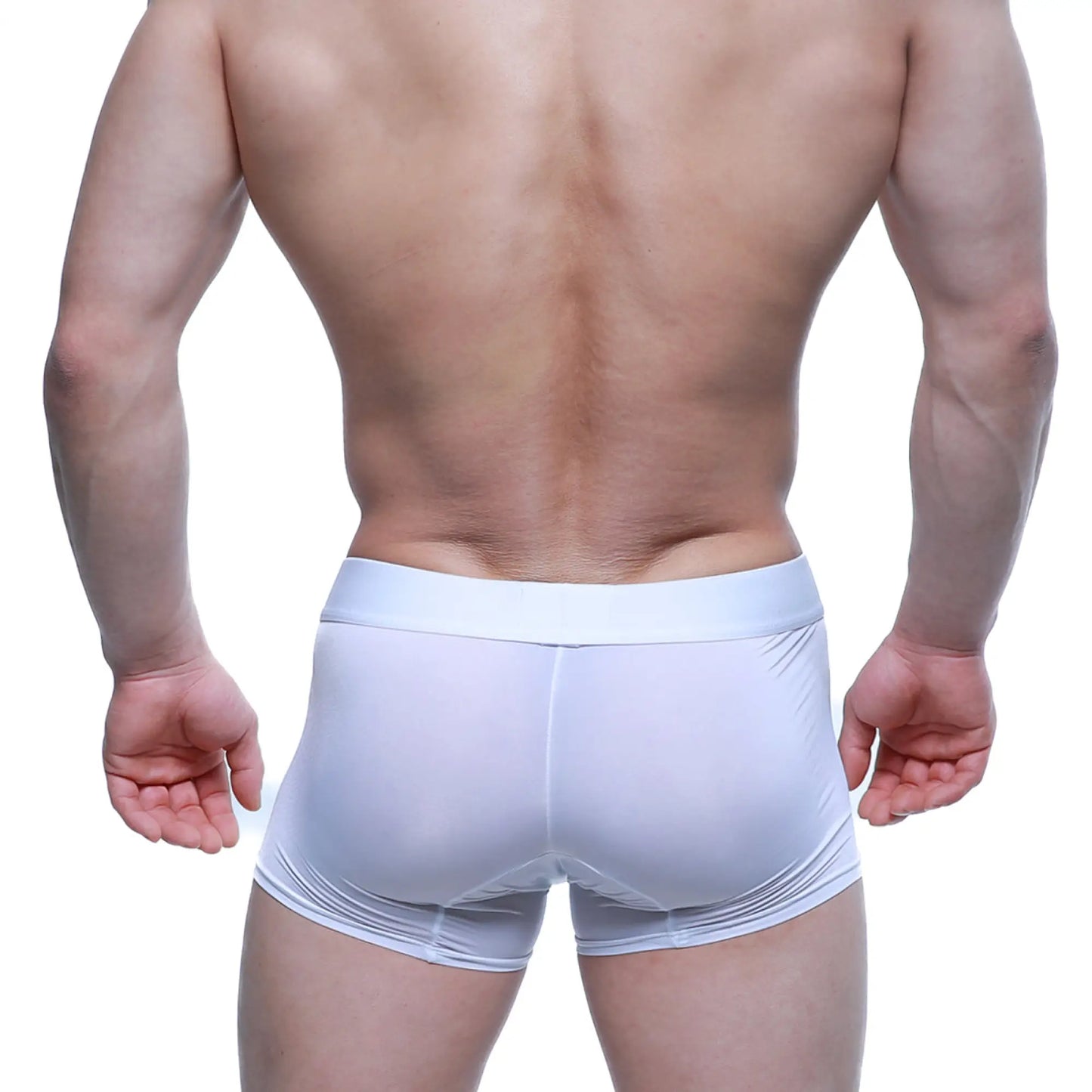 White form-fitting MetroMaleWear Maintenant boxer briefs with smooth stretchy fabric and minimalist design