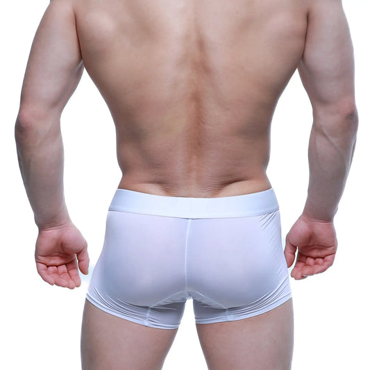 White form-fitting MetroMaleWear Maintenant boxer briefs with smooth stretchy fabric and minimalist design