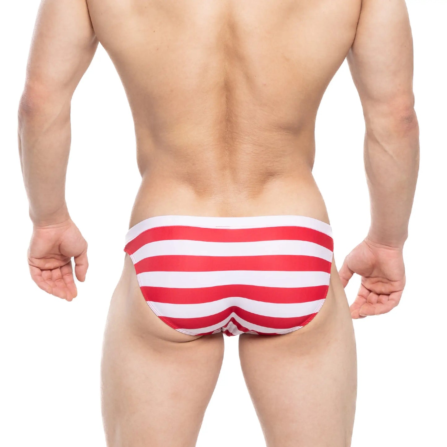 Metro male wear maverick swim bikini 4937-36 red and white striped swim trunks for men designed for swimming