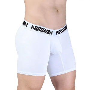 White mens boxer briefs with black million logo band metro male wear max mid cut 8023-01