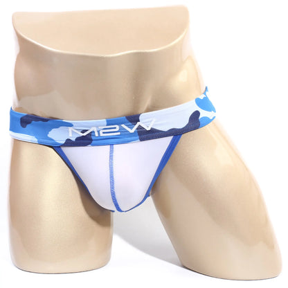 MetroMaleWear maxim bikini briefs in blue and white camouflage pattern with a snug fit by m2w brand