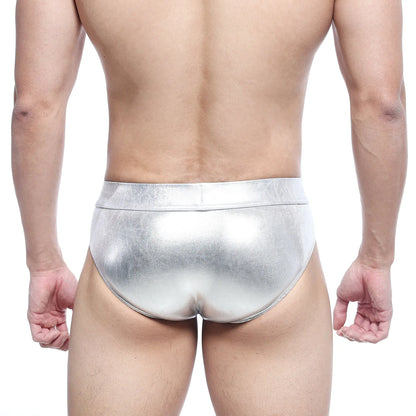 MetroMaleWear metal hip brief silver 5503-01 shiny silver metallic sleek form-fitting underwear brief