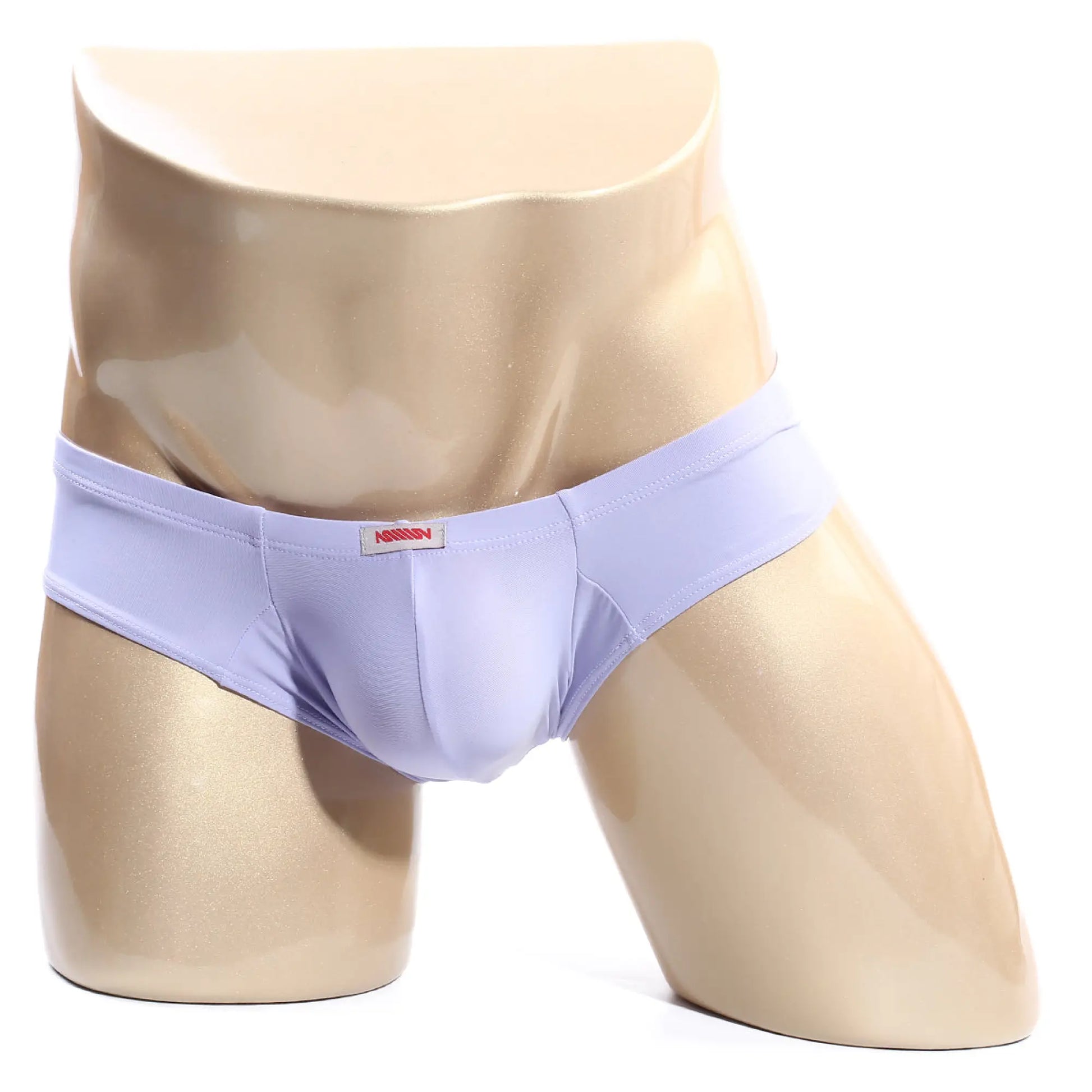 MetroMaleWear micro cheek lilac men’s briefs in light purple with smooth texture and subtle elastic waistband featuring red logo tag
