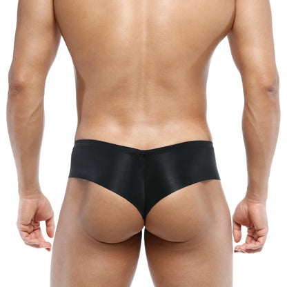 Black satin briefs metroMalewear micro cheek naked black 2027 30 featuring sleek smooth finish back view