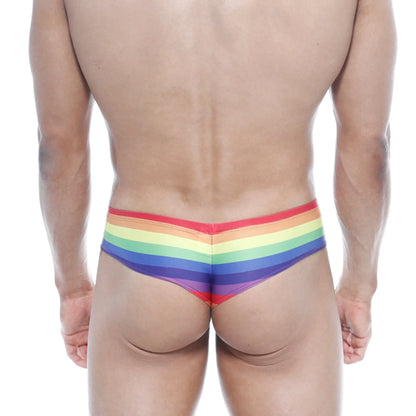 MetroMaleWear micro cheek rainbow 2027-04 rainbow-striped men’s briefs with snug form-fitting design