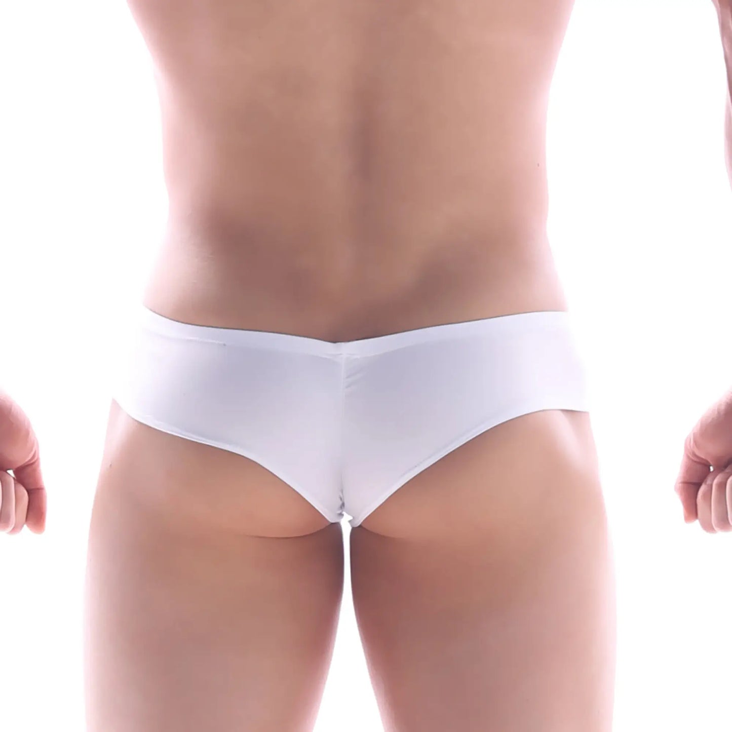 White smooth-textured briefs with minimalist design metroMalewear micro cheek white 2027-00 front view