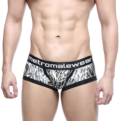 Black and silver zebra print micro mini boxer briefs with black elastic metromalewear waistband natural 7016-60