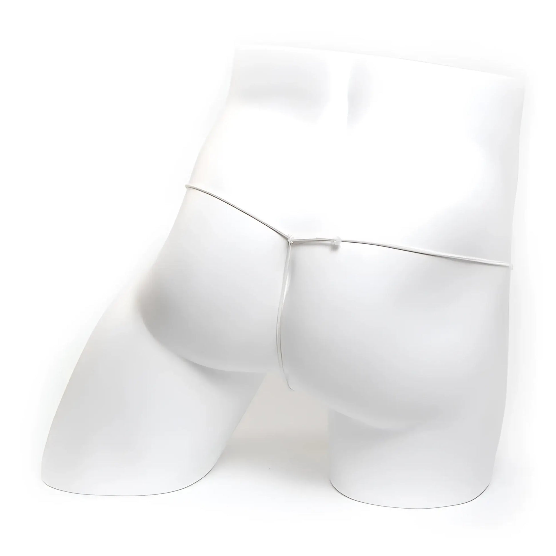 Silver metal chain belt made of microfiber worn around the waist of a white mannequin from MetroMaleWear 2015-01