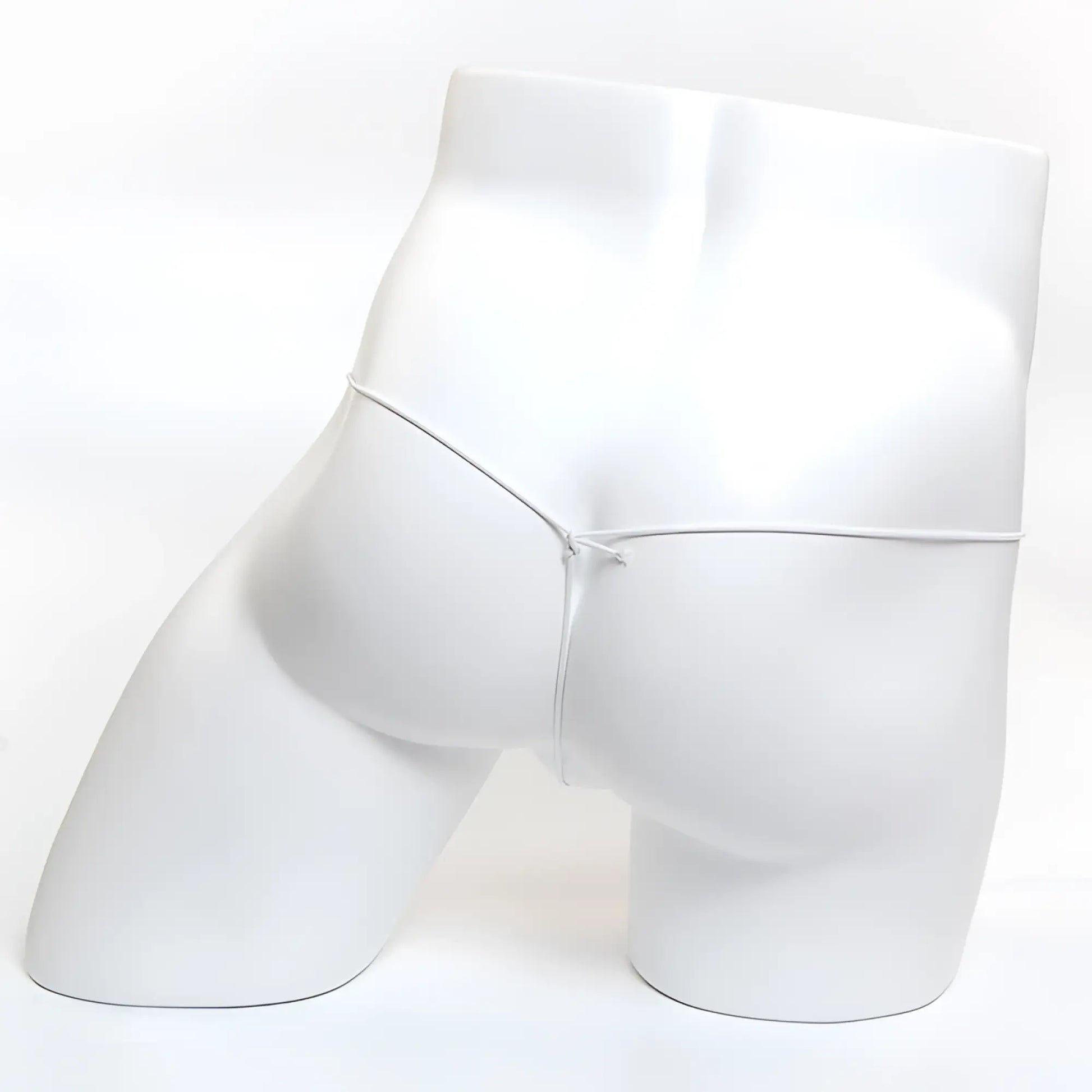 White men’s briefs with a thin silver-toned elastic waistband made of microfiber mesh from metromalewear g red collection