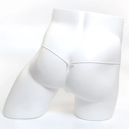 White men’s briefs with a thin silver-toned elastic waistband made of microfiber mesh from metromalewear g red collection
