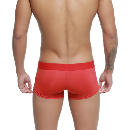 Red athletic briefs metro male wear microfiber trunk 2026-14 with snug fit elastic waistband and form-fitting design