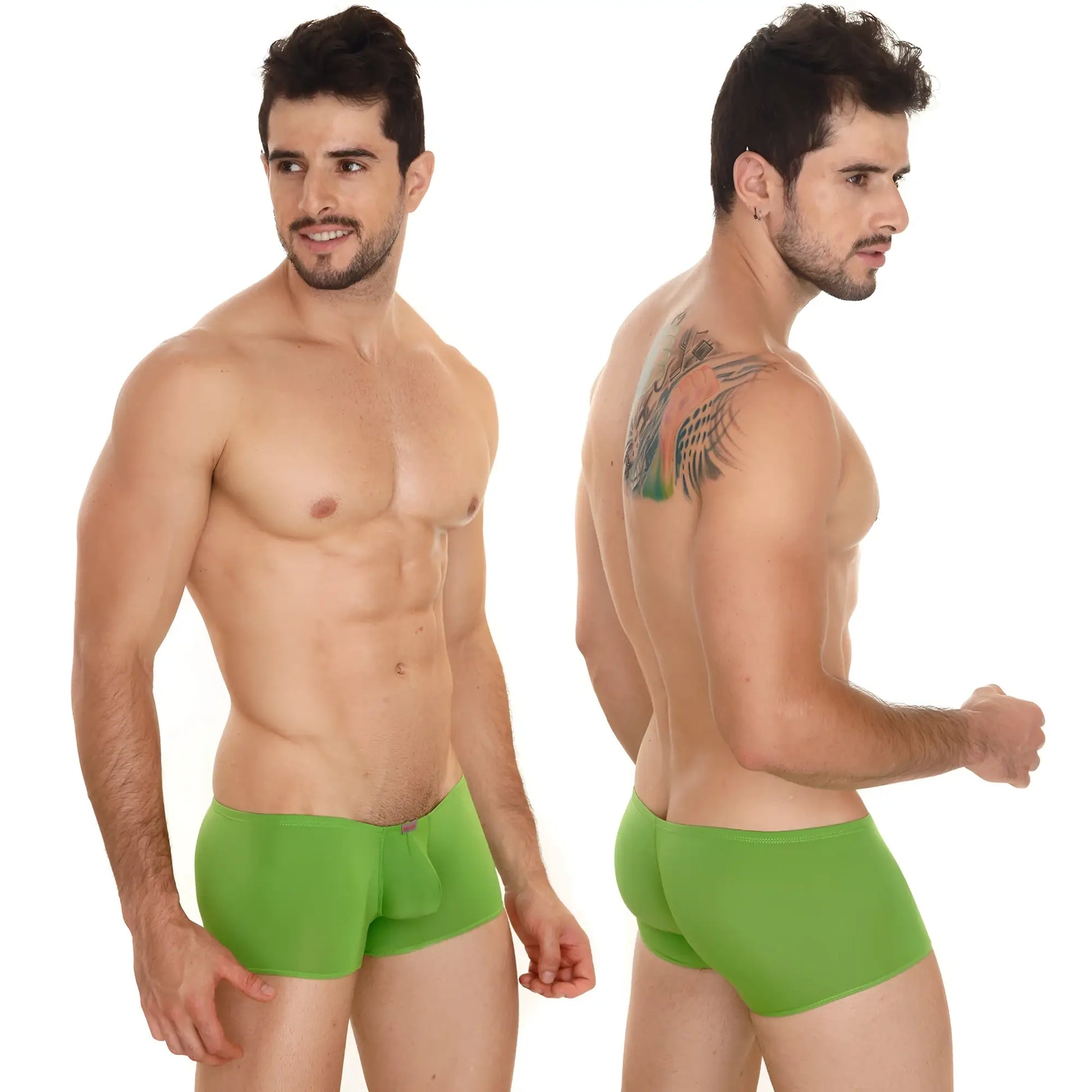 Bright green MetroMaleWear Minimo boxer 2013-17 men’s briefs with smooth stretchy fabric and centered pouch design