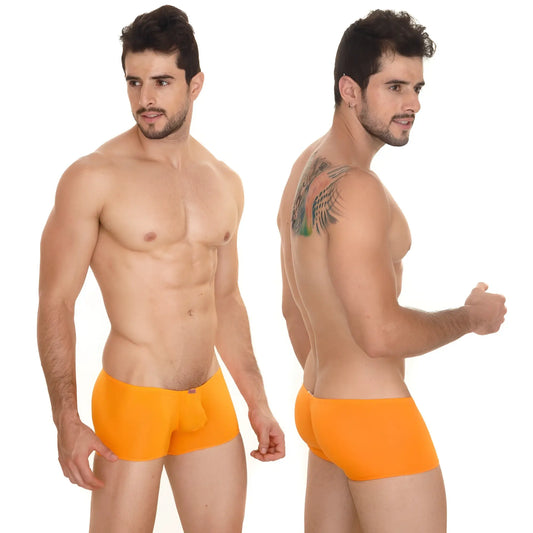 Bright orange MetroMaleWear Minimo boxer briefs with smooth form-fitting fabric and subtle elastic waistband