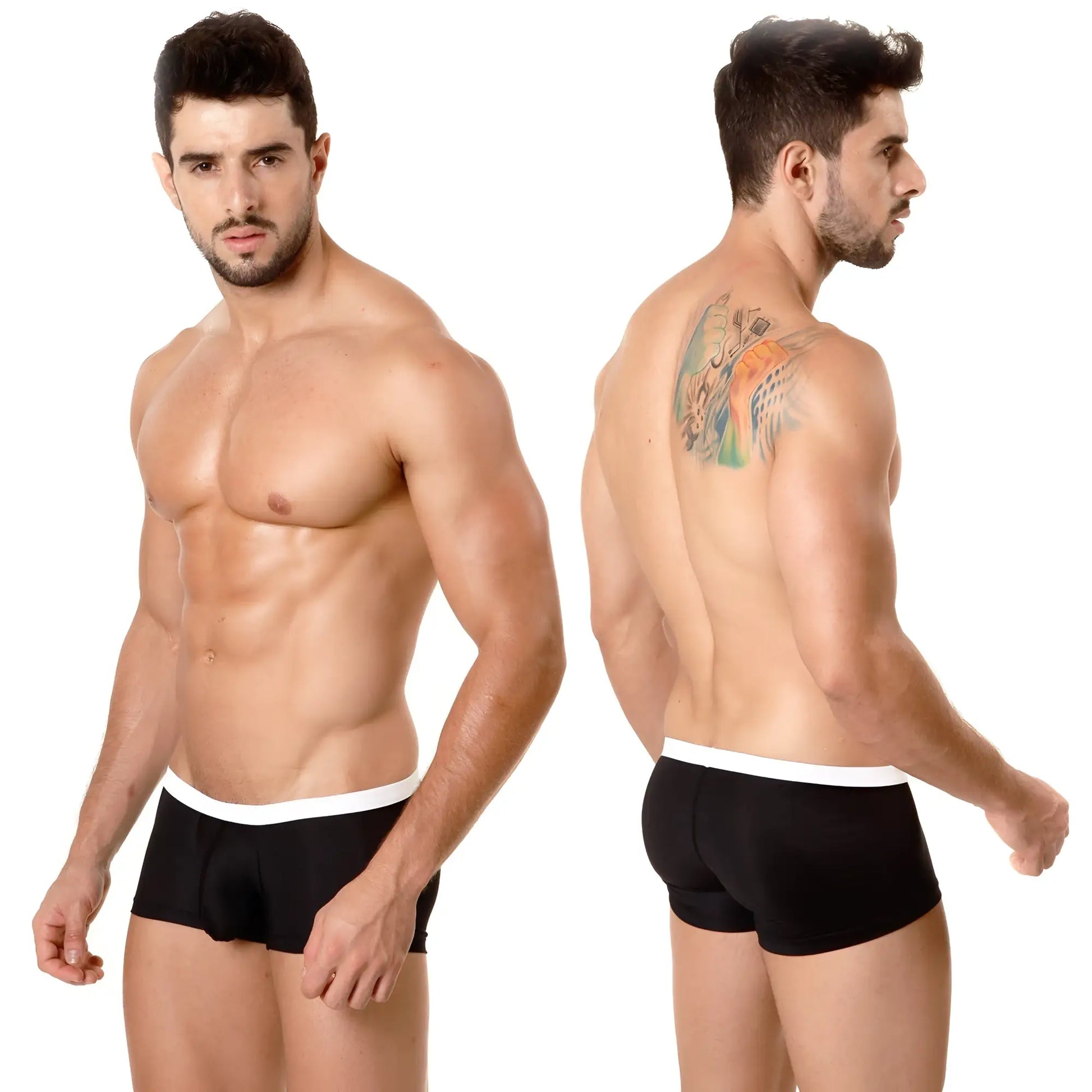 MetroMalewear minimo contrast boxer black briefs with white waistband designed for comfortable everyday wear
