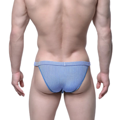 MetroMaleWear modern bikini blue stripe 4004-41 tailored fit blue and white striped men’s briefs with soft fabric