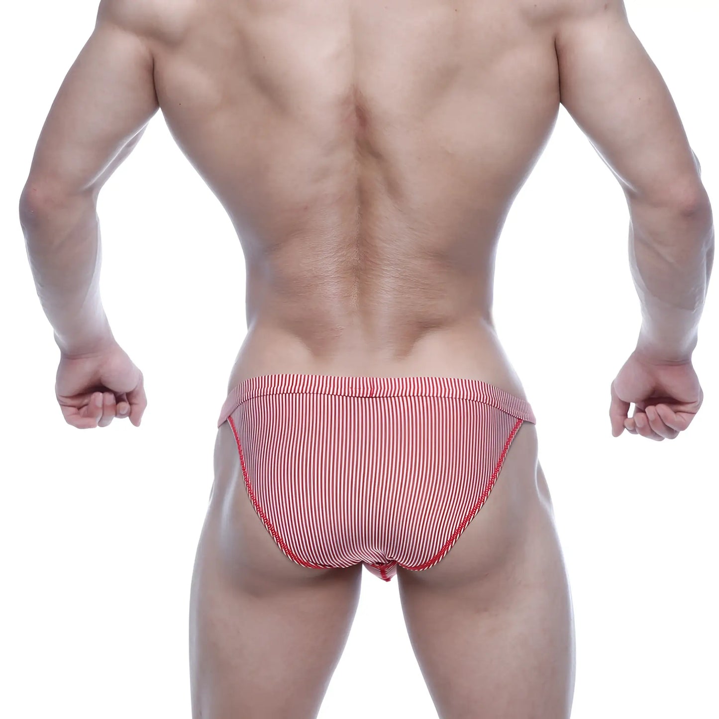 Metro malewear modern bikini red stripe 4004-42 with snug fit red and white striped briefs in soft breathable fabric