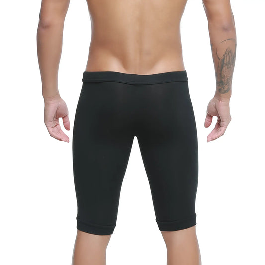 Black metroMalewear Mojave biker shorts with smooth stretchy fabric and elastic waistband for athletic use