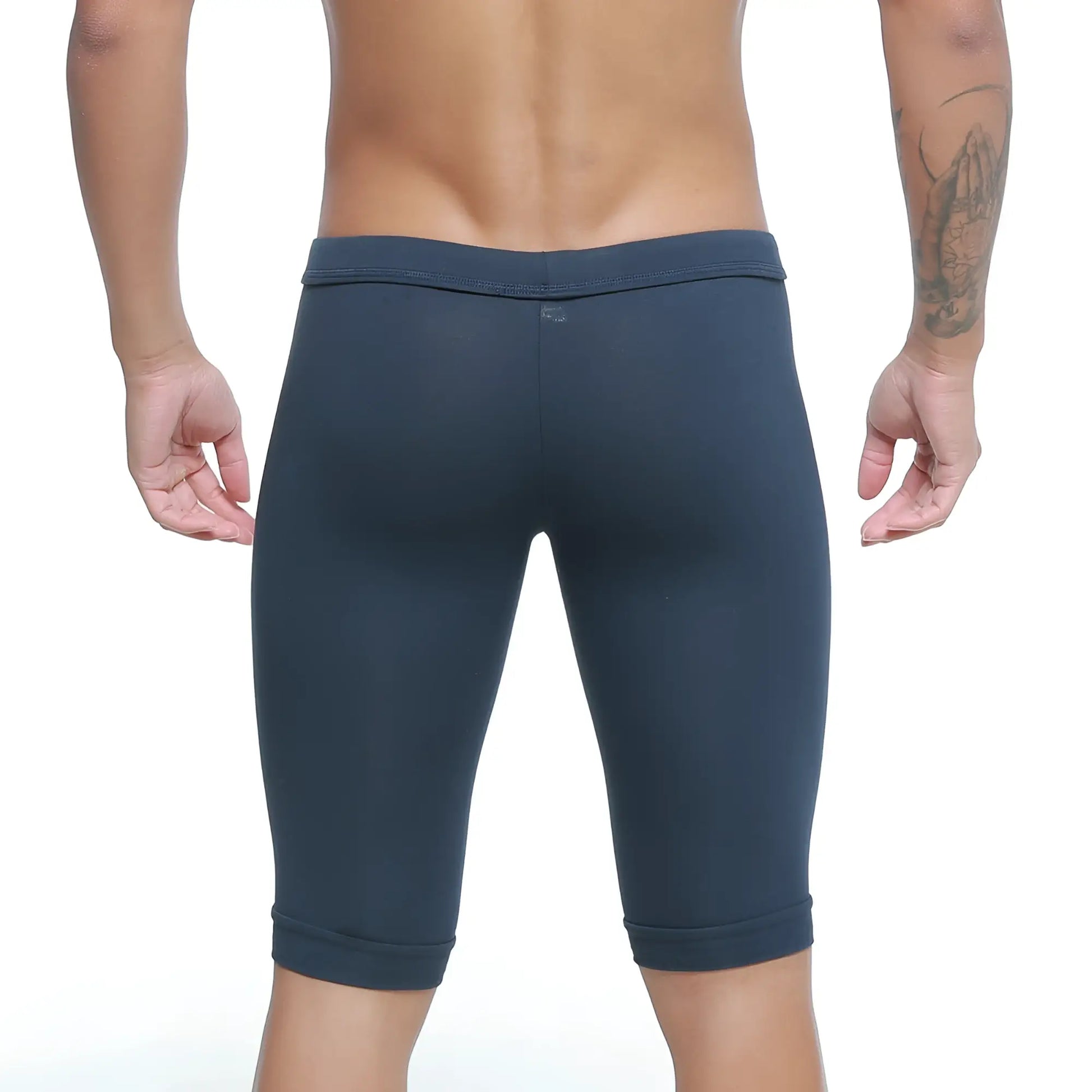 MetroMaleWear Mojave Biker dark blue capri leggings with smooth stretchy fabric and rolled cuffs for active wear