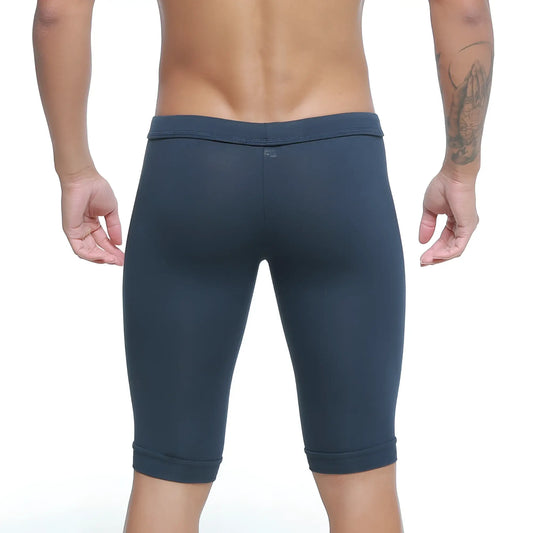 MetroMaleWear Mojave Biker dark blue capri leggings with smooth stretchy fabric and rolled cuffs for active wear