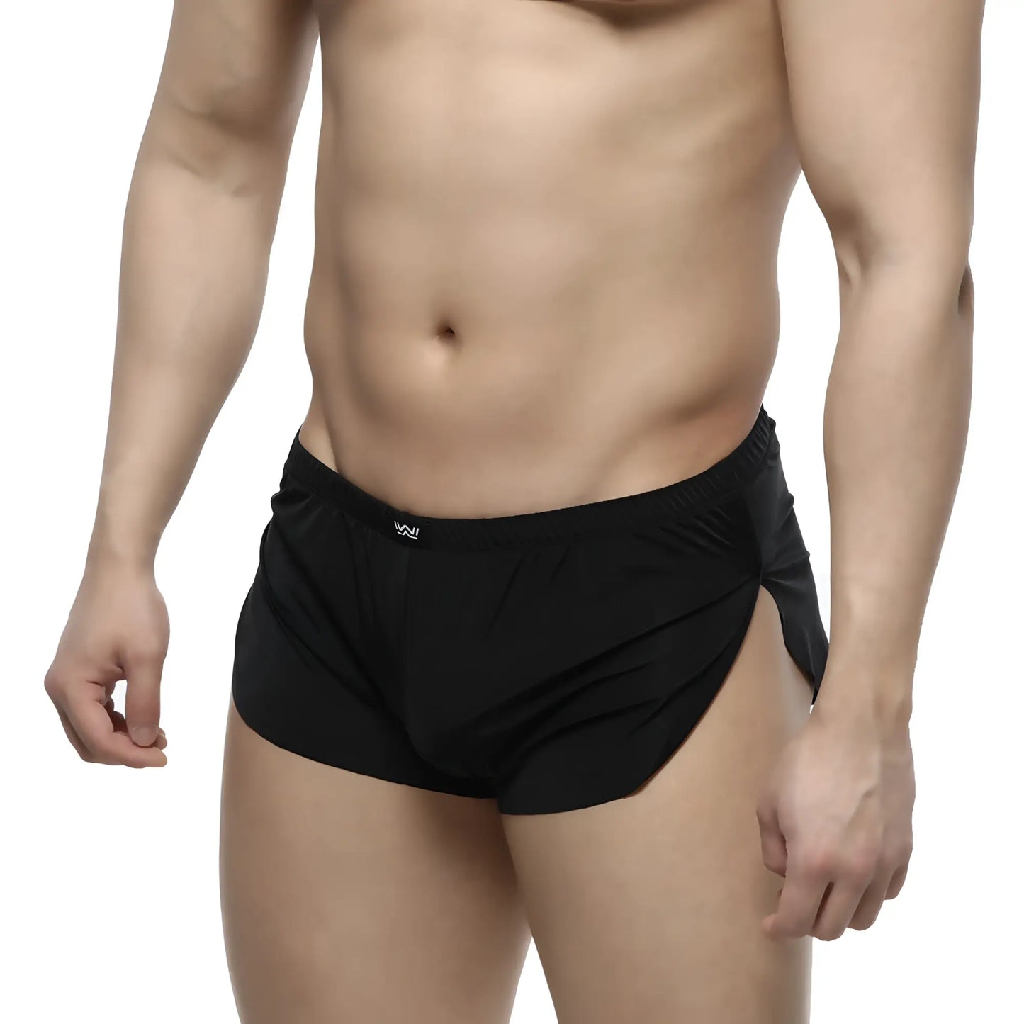 MetroMaleWear Naked Split Boxer 2008-30 black athletic briefs with side slit and elastic waistband for comfort