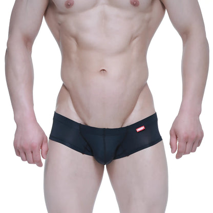 MetroMaleWear nano short boxer black mesh briefs with red brand tag on waistband for breathable comfort