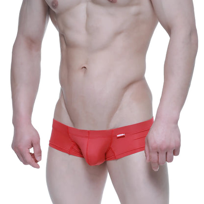 Red metroMalewear nano short boxer briefs with snug fit and small brand tag on waistband 7113-12