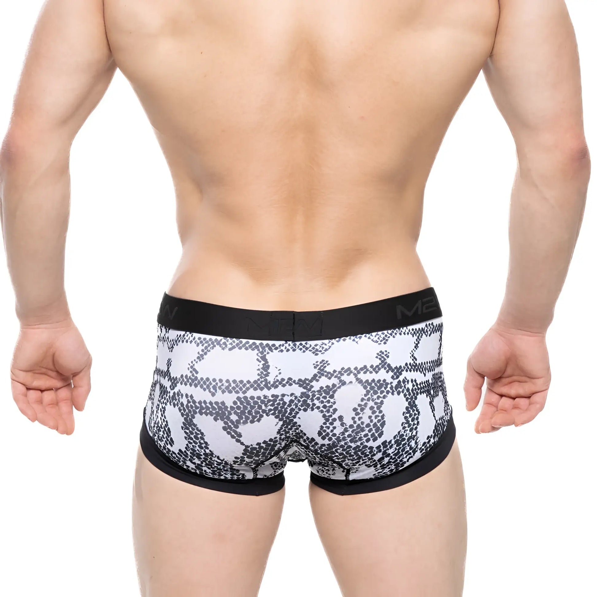Black and white snake scale patterned metro male wear nano trunk cobra 7016 62 men’s briefs with black m2 waistband