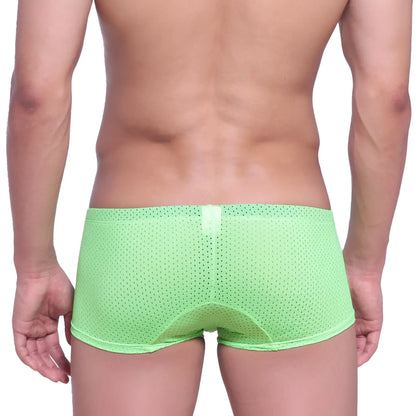 Bright lime green mesh briefs with a subtle white tab at the back from MetroMaleWear neon boxer green 1222-07