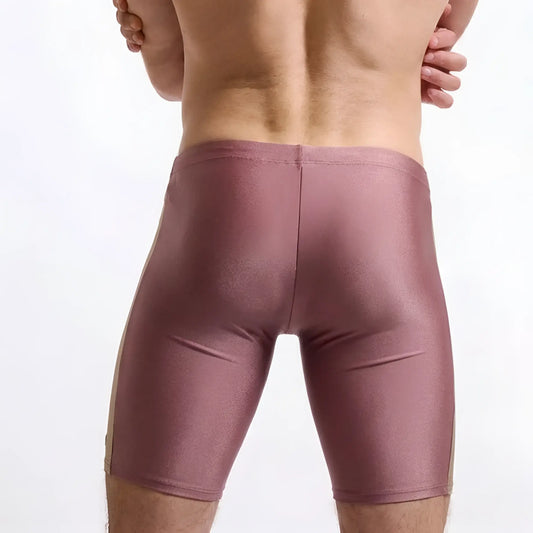 Shiny mauve metro malewear new jammer swim boxer with form-fitting design and sleek metallic finish