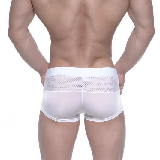 White metro malewear noto trunk athletic briefs with mesh back panel for breathable support