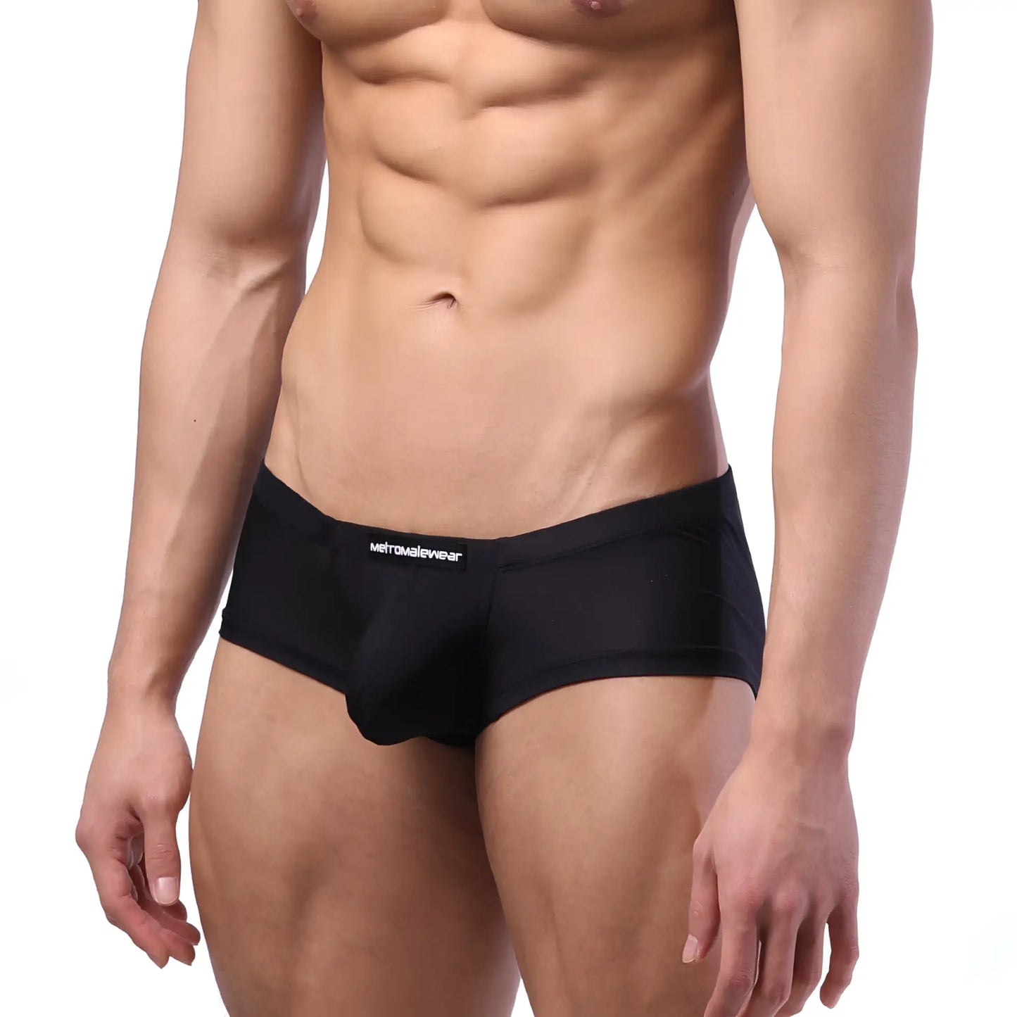 Black men’s briefs metro malewear oscar boxer snug fit black with white branded waistband