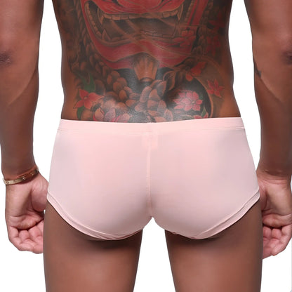 Pink athletic briefs with smooth form fitting fabric and minimalist design from metromalewear oscar boxer dusty pink