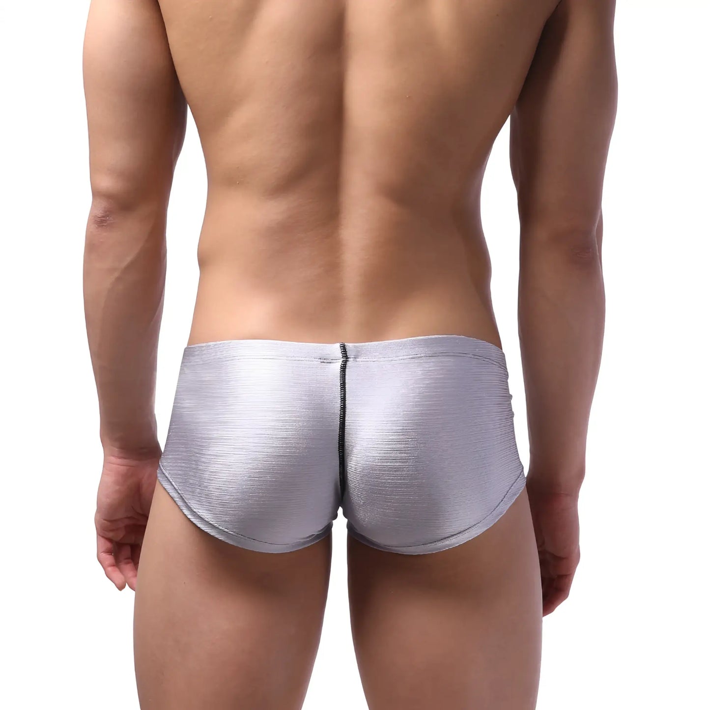 MetroMaleWear Oscar boxer gray silver metallic briefs with subtle textured pattern and central zipper detail