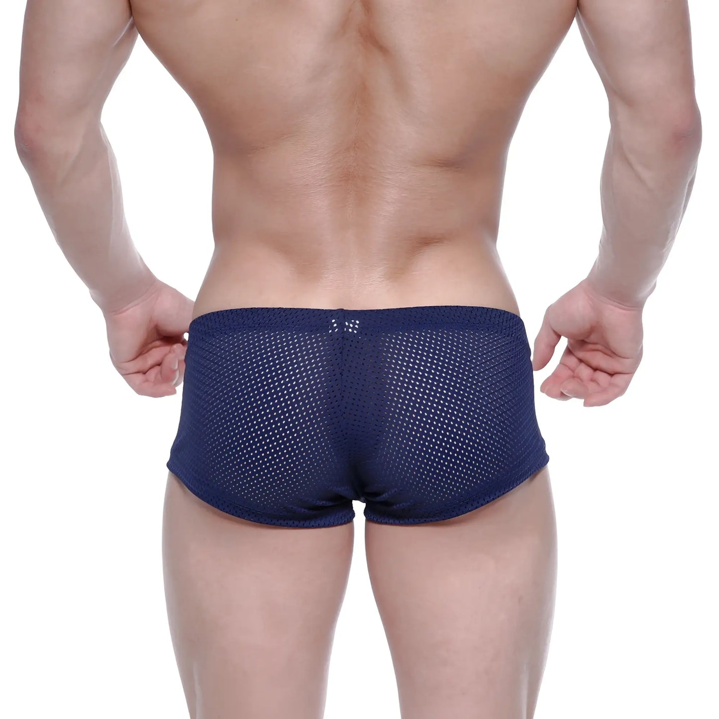 Navy blue mesh briefs with a subtle patterned waistband from MetroMaleWear Oscar Boxer 2125-28