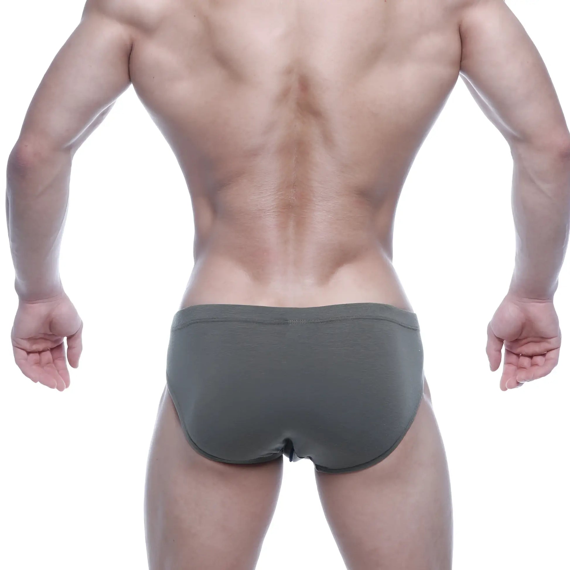 Olive green cotton metro malewear oslo hip brief showing front with breathable fabric and comfortable fit