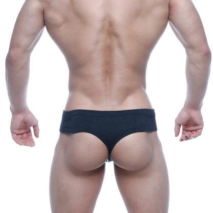 Dark gray textured fabric briefs from metromalewear oslo thong charcoal 5102-11 shown from the back side