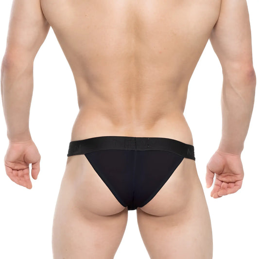 Black form-fitting briefs metroMalewear ostion bikini 3005-20 with smooth stretchy fabric and elastic waistband